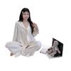 New Ice Silk Pajamas Women's Long-sleeved Court Style French Sweet Loungewear Suit Can Be Worn Outside High-end Spring and Autumn Styles