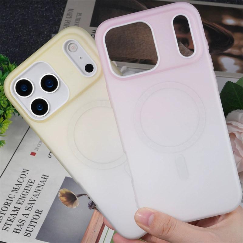 Luxury 2 in 1 Gradient Jelly Magnetic Case For iPhone 17 Air 16 15 14 13 12 11 Pro Max Plus For Magsafe Wireless Charging Matte Cover