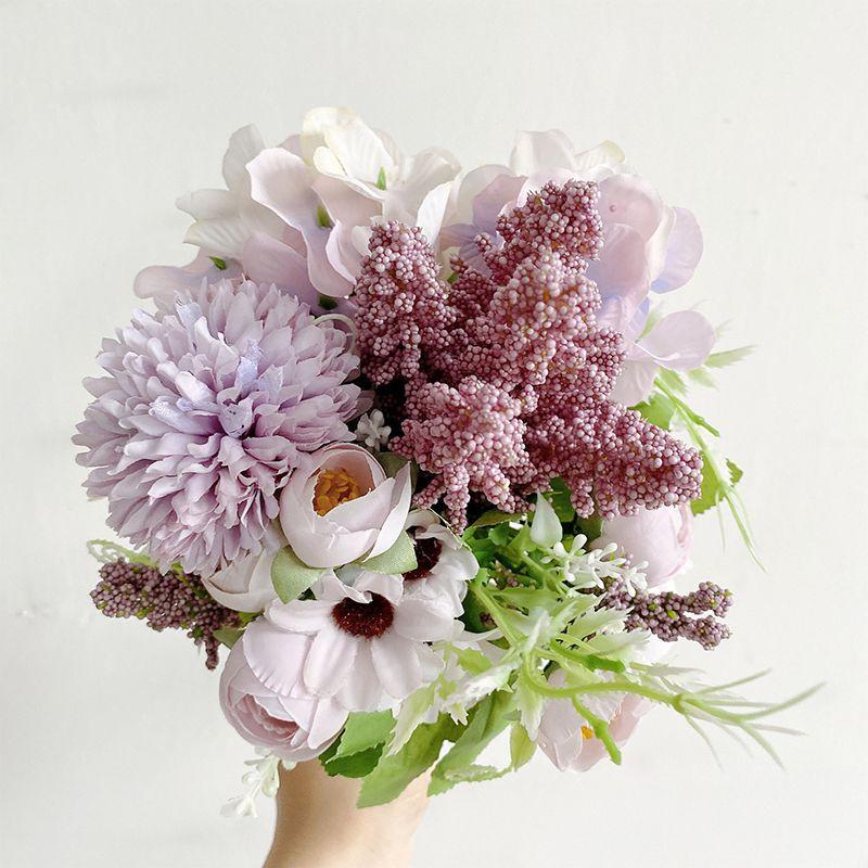 Elegant Real Touch Artificial Silk Flowers Bridal Wedding Bouquet For Home Party Decor