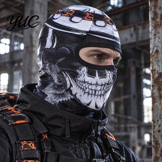 Elastic Face Shield Skull Print Mask for Motorcycle Riding, Windproof Velvet Ski Riding Balaclava, Neck Gaiter Cover Outdoor Sports Cycling Thermal