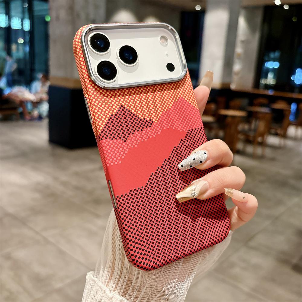 Luxury Kelvar Carbon Fiber Phone Case for iPhone 17 Air 17 Pro Max Magnetic Wireless Charging Ultra Thin Hard Colorful Cover