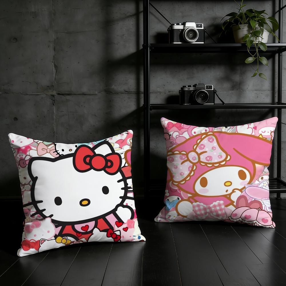 Kawaii S-Sanrio Family Cushion Cover Birthday Anniversary Gifts Double Sided Printed Zipper Cushion Cover Soft Skin Bedding