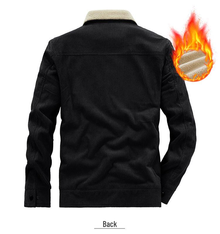 Men's Cross-Border Corduroy Lapel Jacket - Autumn/Winter Trendy Thickened Casual Coat