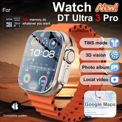 DT Ultra 3 Smartwatch Schermo Amoled 4GB Lettore MP3 MP4 Condivisione Rete Bluetooth App Store ChatGPT Orologio Smart AI Uomo Sportwatch