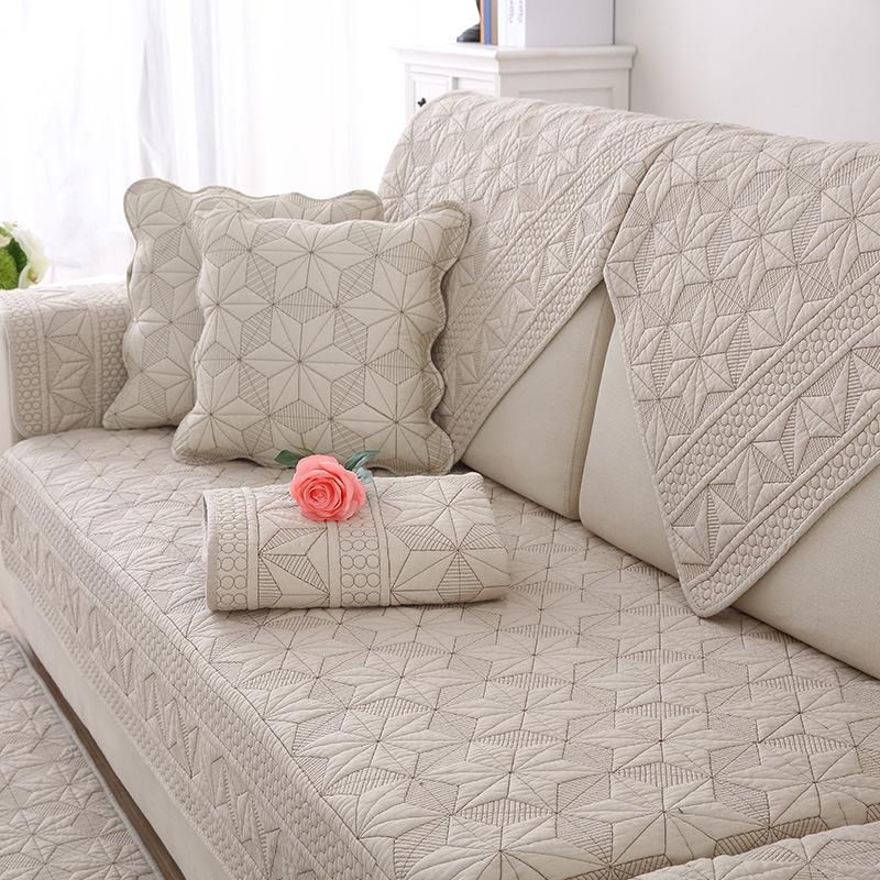 Cotton Sofa Cushion, Universal Fabric For All Seasons, Non-Slip Solid Wood Seat Cushion, Simple Modern Leather Sofa Cover, Backrest Towel