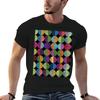 Colorful Grunge Circles On Black T-Shirt Plus Size Outdoor Casual Top
