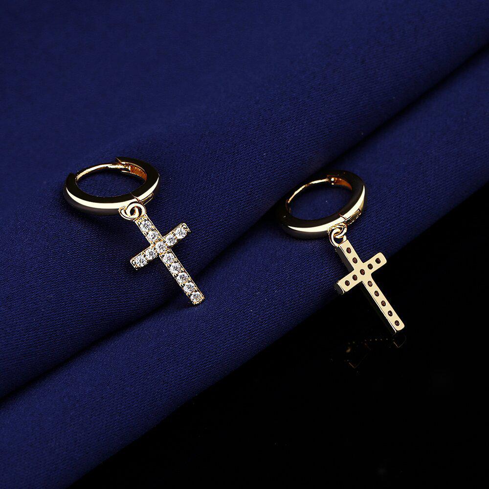 Unisexové evropské a americké náušnice s křížovým diamantem: Všestranné korejské módní šperky
