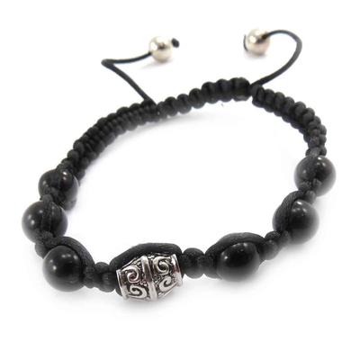 [J8534] - Schwarzes ethnisches 'Shambhala'-Armband