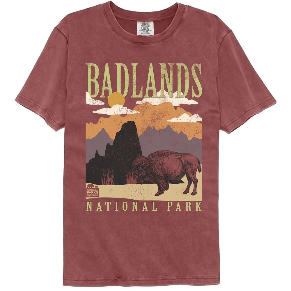 National Parks - Badlands Minimalist Landscape - American Classics - Solid Red A 160