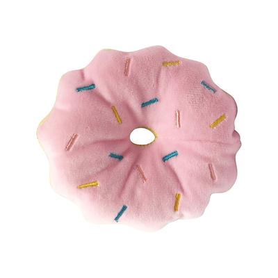 Dog Donut Toys Bite Resistant Teeth Grinding Relieve Boredom Cartoon Cute Squeaky Plush Dog Toy for Pet Supplies Pink