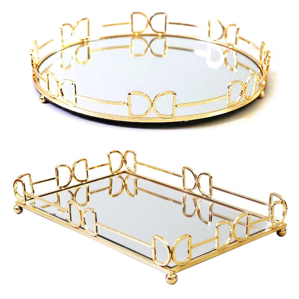 Vintage Styles Decorative Mirror Tray for Jewelry Makeup and Perfume Display In Bedroom or Living Room Decoration