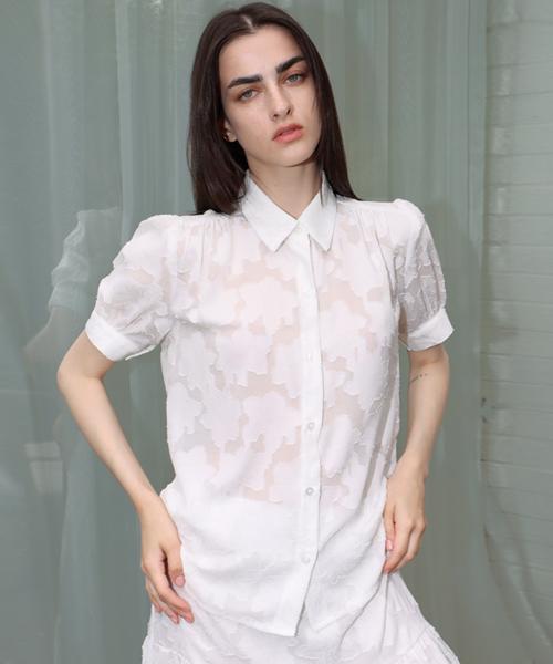 Demi Gnimonic Cloud Shirring White Blouse_ Cloud Shirring Wh Bl White/Free