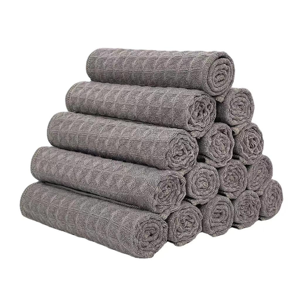 1/5pcs Kitchen Lock Edge Woven Towel High-quality Ultra-fine Fiber Waffle Cloth Reusable Super Absorbent Dishwasher Towel