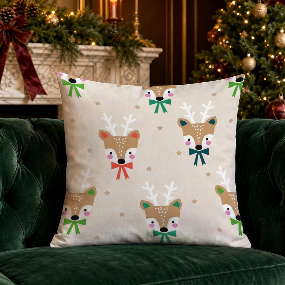 Christmas Cute Cartoon Pillow Covers Pattern Cushion Cover Suitable for Sofa Bedroom Car Pillow Cover