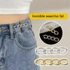 4-in-1 No-Sew Waist Buckle: Adjustable Belt for Jeans & Dress Sleeves. 3pcs Alloy Snap Fastener, Fits Most Waistbands.