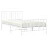 Metal Bed Frame with Headboard and Footboard White 107 X 203 Cm
