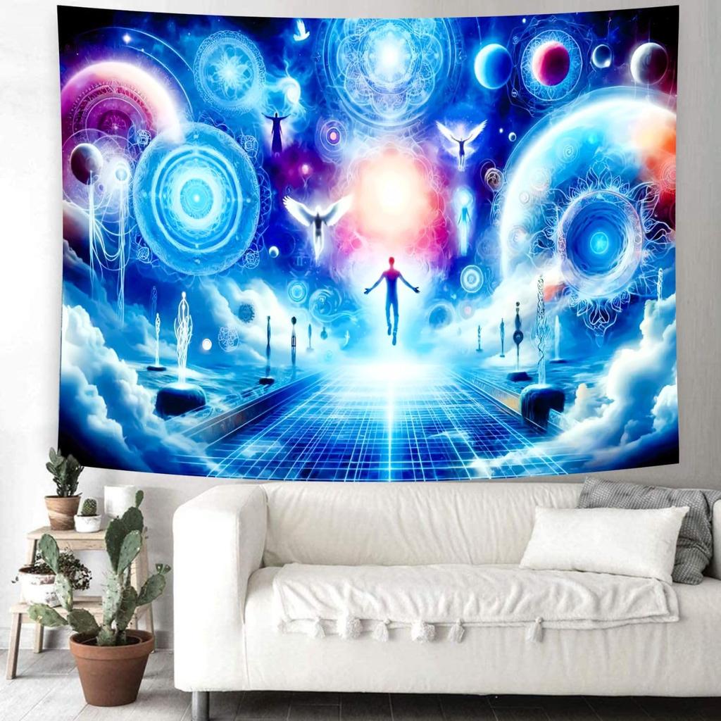 Delur Time Travel Tapestry Galaxy Meditation Universe Starry Sky Wall Hanging Tapestry Milky Way Outer Space Abstract Psychedeli