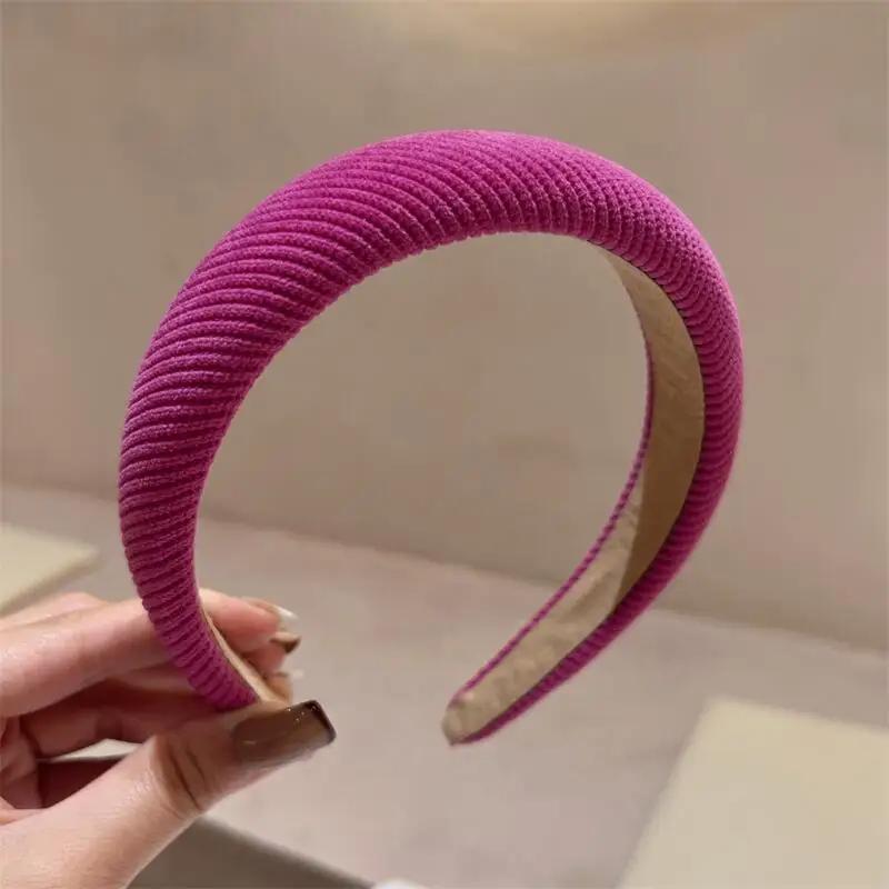 Rose Red Wide-brimmed Sponge Hair Band Women Fairy Temperament Headband Tweed Fabric Hoop Hairband Girls Hair Accessories