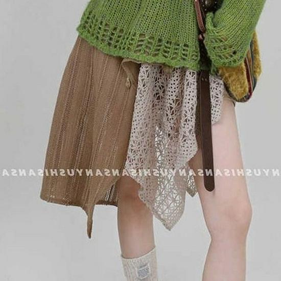 Early Autumn Retro Ruffle A-line Knit Skirt for Women - High Waist, Slimming, Layered Design
