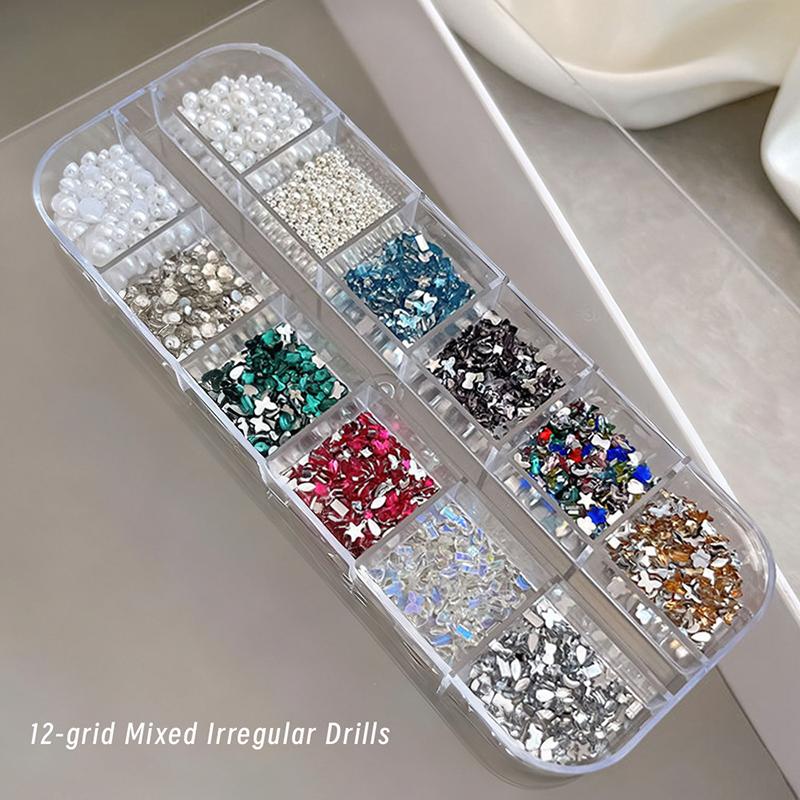 3D Flower Nail Art Decor Charms Set Glitter Rhinestones Mixed Colors Assorted Sizes for DIY Nail Art Party Makeup Use