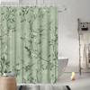 Vintage Botanical Shower Curtain - Light Green, White Flowers & Leaves, Polyester,  Elegant Bathroom Decor