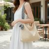 Houndstooth Weave Tote Bag Bohemian Beach Bag Vintage Straw Shoulder Bag Summer
