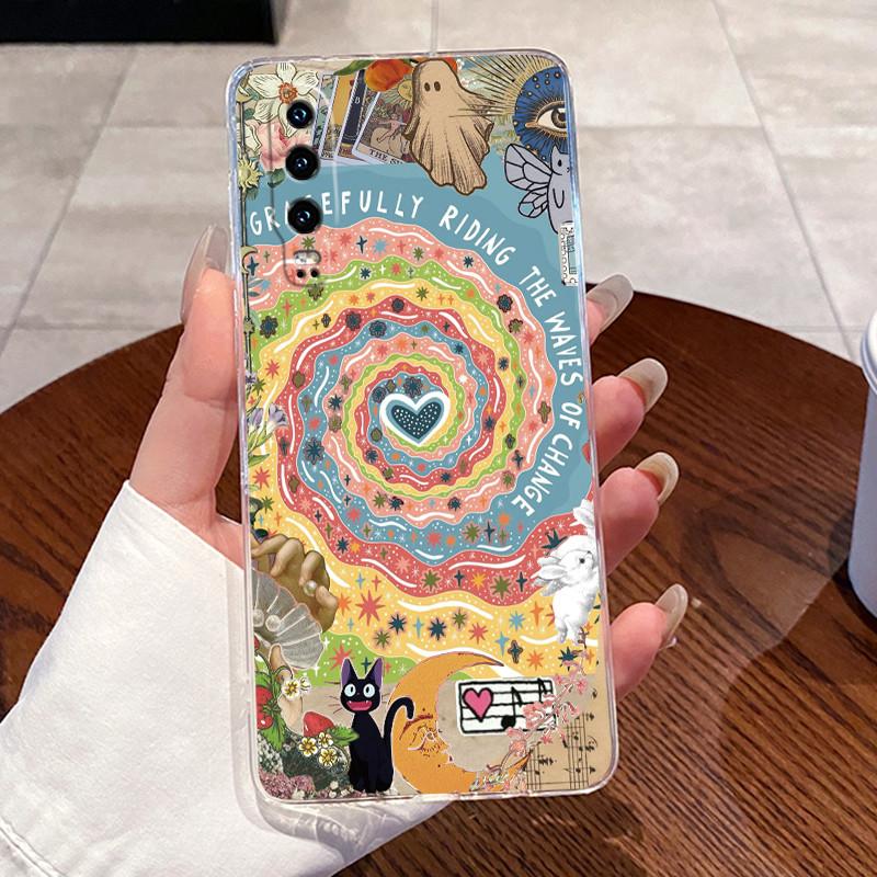 Casing For Huawei P30 ELE-L29 L09 Case Huawei P30 Pro VOG-L29 L09 Cover Aesthetic Cute Cat Cartoon Transparent Silicone Bumper