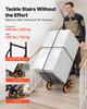 Stair Climbing Cart, 150 kg Stair-Climbing Capacity, Heavy-Duty Folding Trolley Cart with Telescoping Handle, 6 Wheels and 2 Bungee Cords, Stair