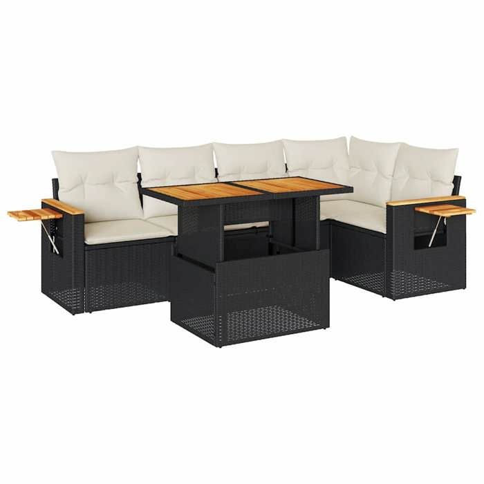 VidaXL Salon de jardin 5 pcs avec coussins noir résine tressée acacia 3327598