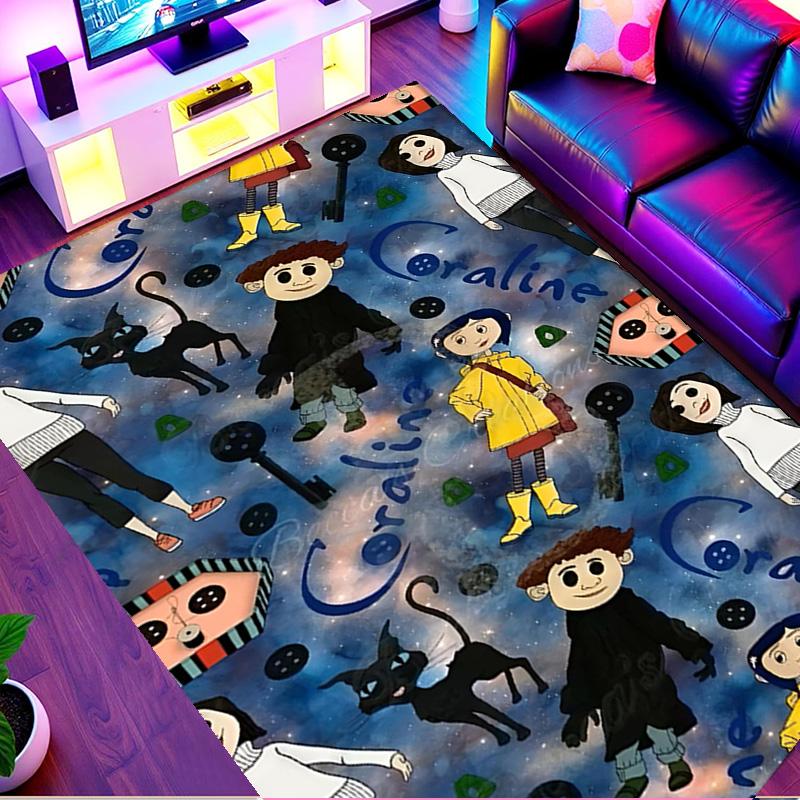 Coraline Print Rug, Washable Floor Carpet, For Entryway Dorm Laundry Room Office Study, Home Decor Birthday Christmas Gift