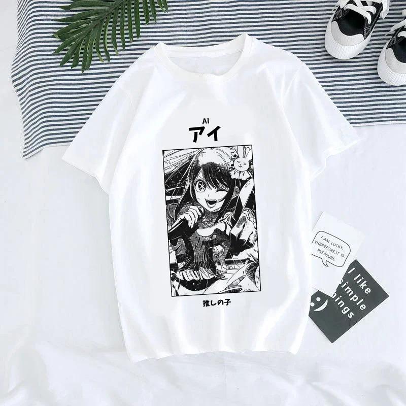 Women T-shirt Manga Anime Oshi No Ko Harajuku Ullzang T Shirt Summer Short Sleeves Casual and Fashionable Versatile