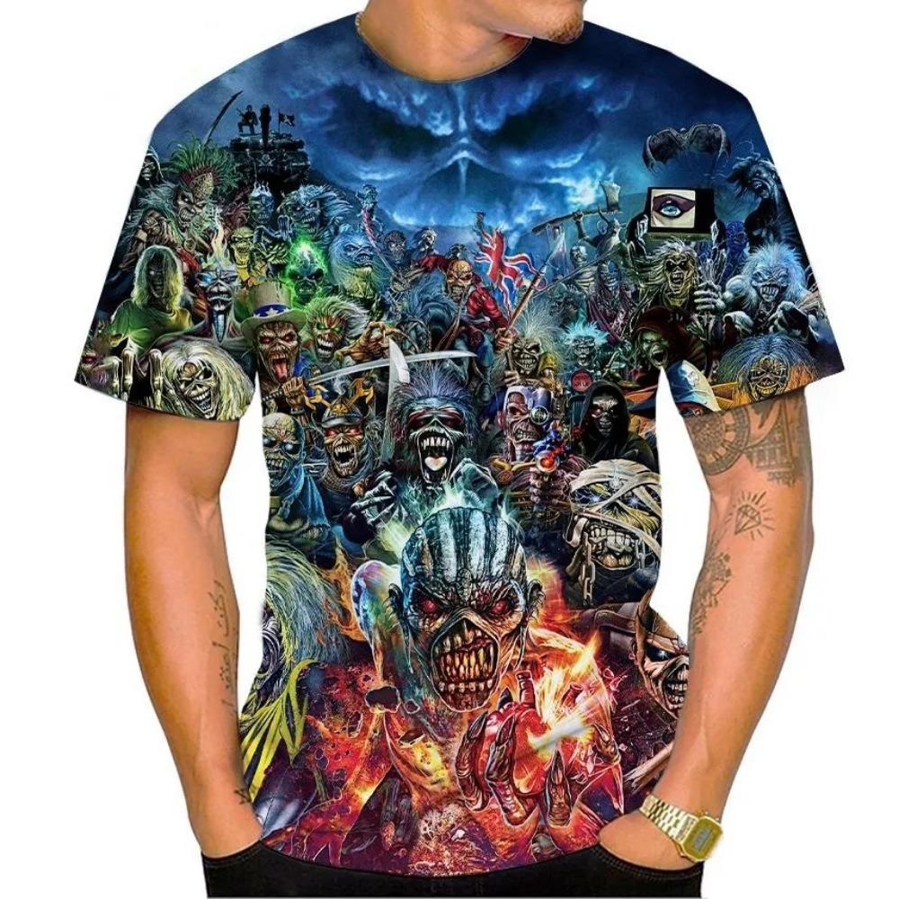 Hot Selling New Live Dead 3D Printing T-shirt Rock Music Round Neck Short Sleeve Heavy Metal Fashion Casual Men's Unisex Top