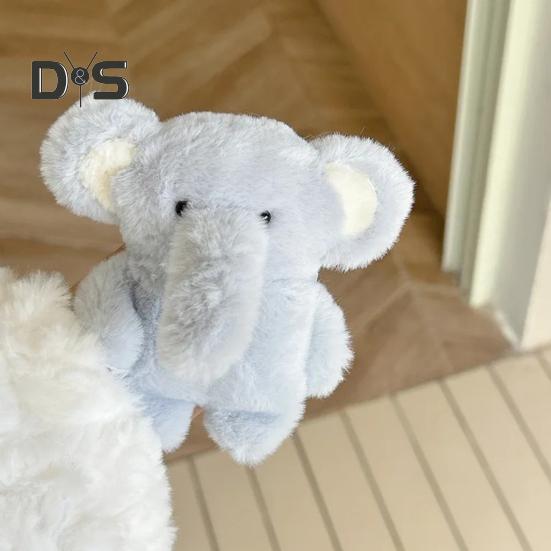 Plüsch-Kopfhörerhülle mit blauem Elefantenmotiv für Airpods, 3D-Cartoon-Fell, Tier-Kopfhörerabdeckung für Frauen und Mädchen