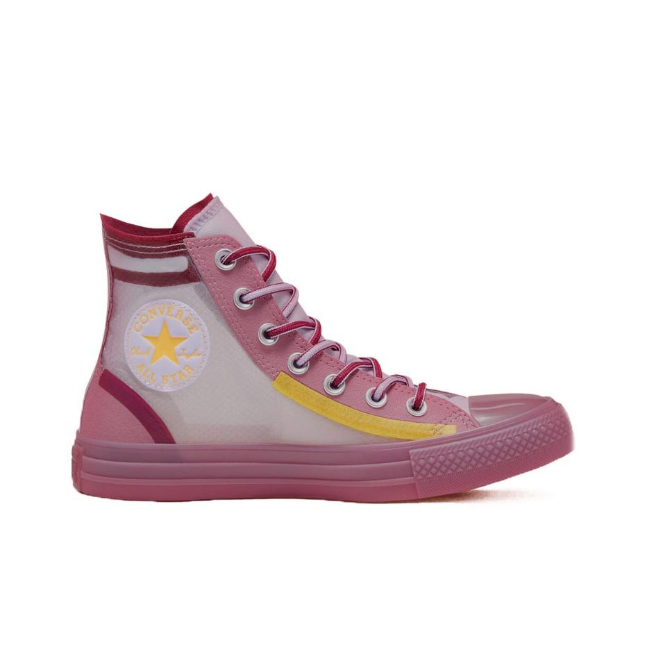 Converse Genomskinligt Nät Utility Chuck Taylor All Star Retro Mångsidiga Vardagliga Högtoppiga Kanvas Skor Dam Sneakers Rosa Röd Gul 567368C