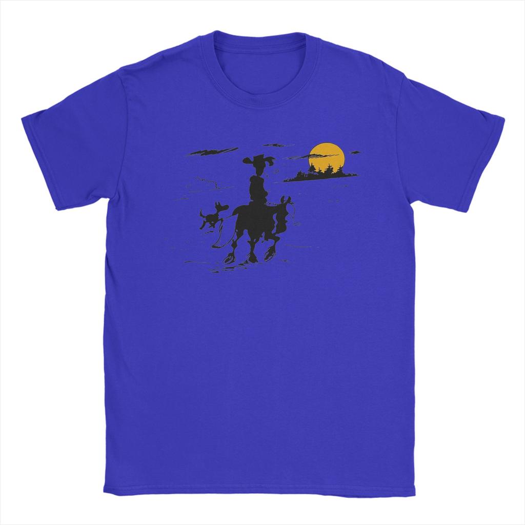 Lucky Luke Jolly Jumper und Rantanplan T-Shirts Herren Reine Baumwolle Vintage T-Shirt Rundhals Kurzarm Oberteile Geschenkidee