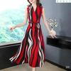 Summer New Bohemian Stripe Fashion Versatile Sleeveless Dress Women's Medium and Long Pendulum Bottom Dress