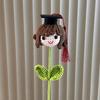 Soft Yarn Crochet Boy/Girl/Dog Flower Bouquet with Graduation Hat Academic Achievement Gift for Students and Teachers