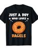 Men's "Just a Boy Who Loves Bagels" Graphic T-Shirt - Slim Fit Short Sleeve Top