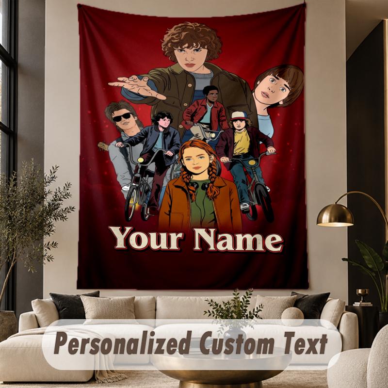 Custom Text Printed Tapestry Stranger Things Pattern Large Wall Hanging Indoor Room Decor