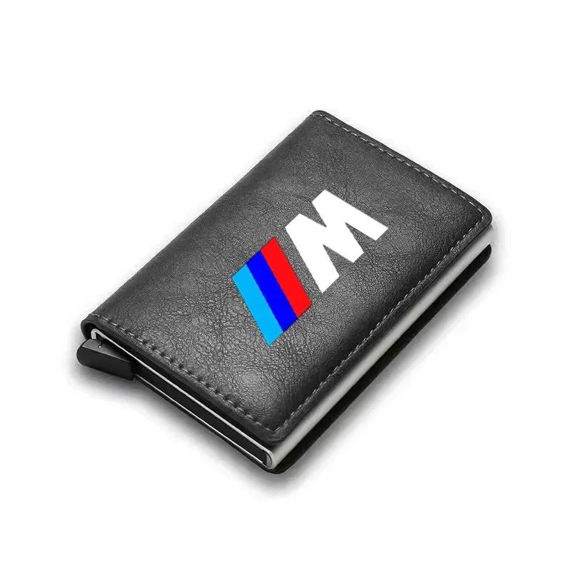 BAGC4 2026 Car Sticker Rfid Leather Carbon Fiber Credit Card Holder pu Wallets Men Black Magic Trifold for BMW M Logo X1 X2 X3 F10 F30