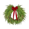 Yousheng 16 Inch Real Touch Norfolk Pine Christmas Wreath for Front Door Faux Cedar Greenery Wreath with Pine Cones And Bows for Wall Window Farmhouse