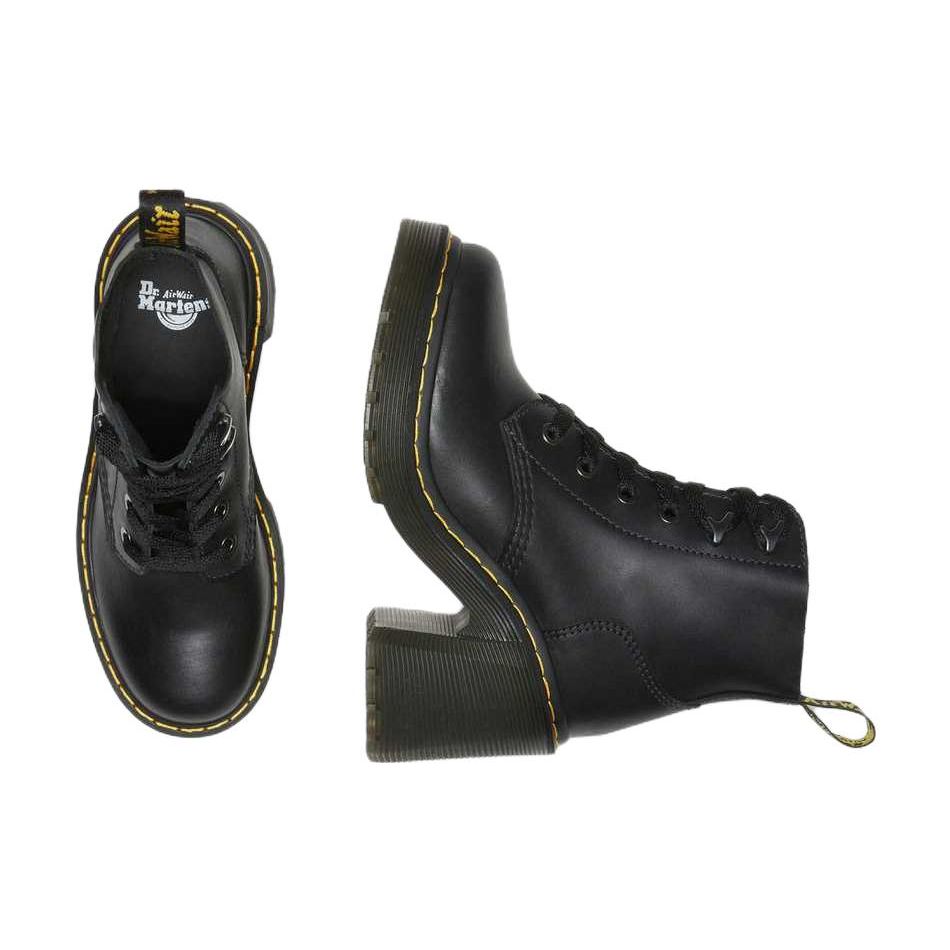 Dr. Martens Jesy Leather Lace-Up Flared Heel Boots Women boots Black 27613001