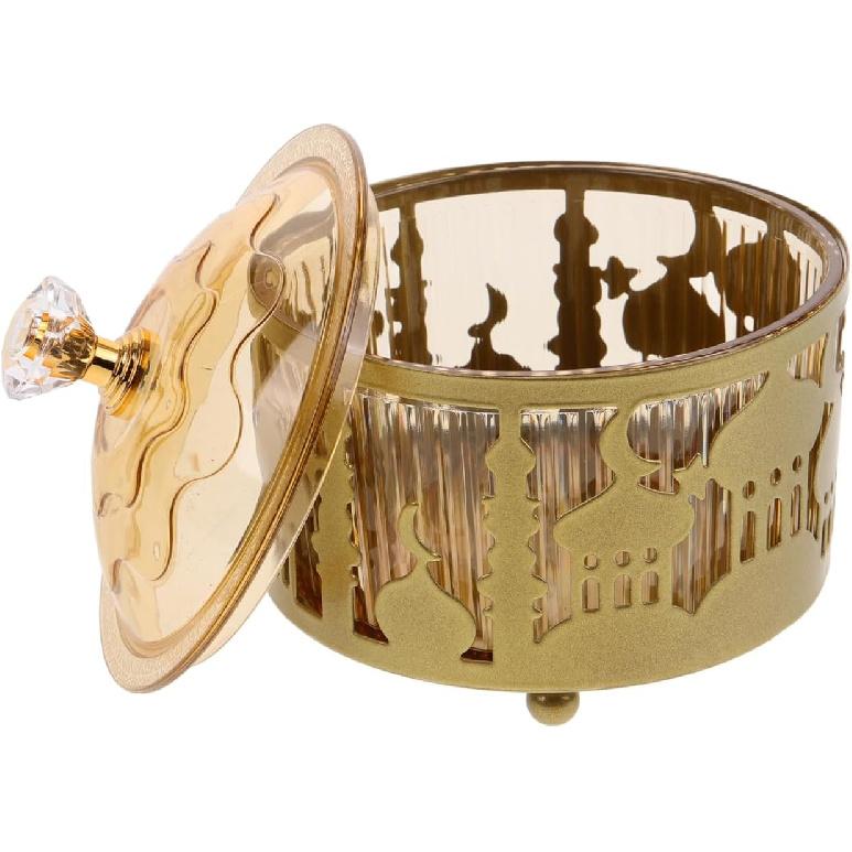 EXCEART Holiday Serving Platter Middle East Snack Tray with Cover for Eid Treats Nuts Dried Fruits Party Tea Dish Home Celebrations