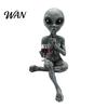 Patio Landscape Decoration Resin Alien with Beer Glass Figurine, Decorative Desktop Ornament, Creative Table Exquisite Hand Carved Statue for