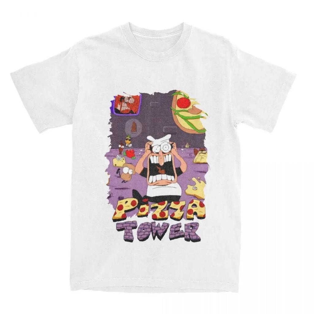 Pizza Tower T-Shirt Unisex Unisex Plus Size O-Neck Oversized Streetwear Harajuku Daily Casual Vintage Unisex Tees