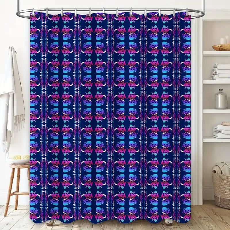 Rideau de douche kaléidoscope motif géométrique bleu rose moderne Tapis de bain décoratif pour salle de bain Décoration de maison