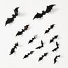 12Pcspack Halloween Black Bat Wall Stickers 3D Stickers Living Room Background Wall Decoration Red Bat Stickers Wholesale