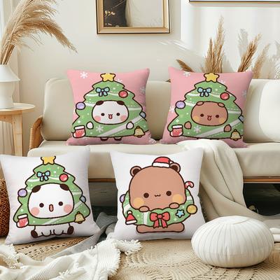 Cartoon Dudu Bubu Christmas Tree Cute Cushion Cover Pillow Cover Decoration Room Home Sofa Living Office Car Nordic Simplicity