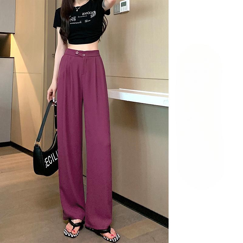 Wide-leg Pants for Summer Women's Thin Suit Pants Draped Pants High Waist Small Narrow Version Straight Pants for Women's Summer