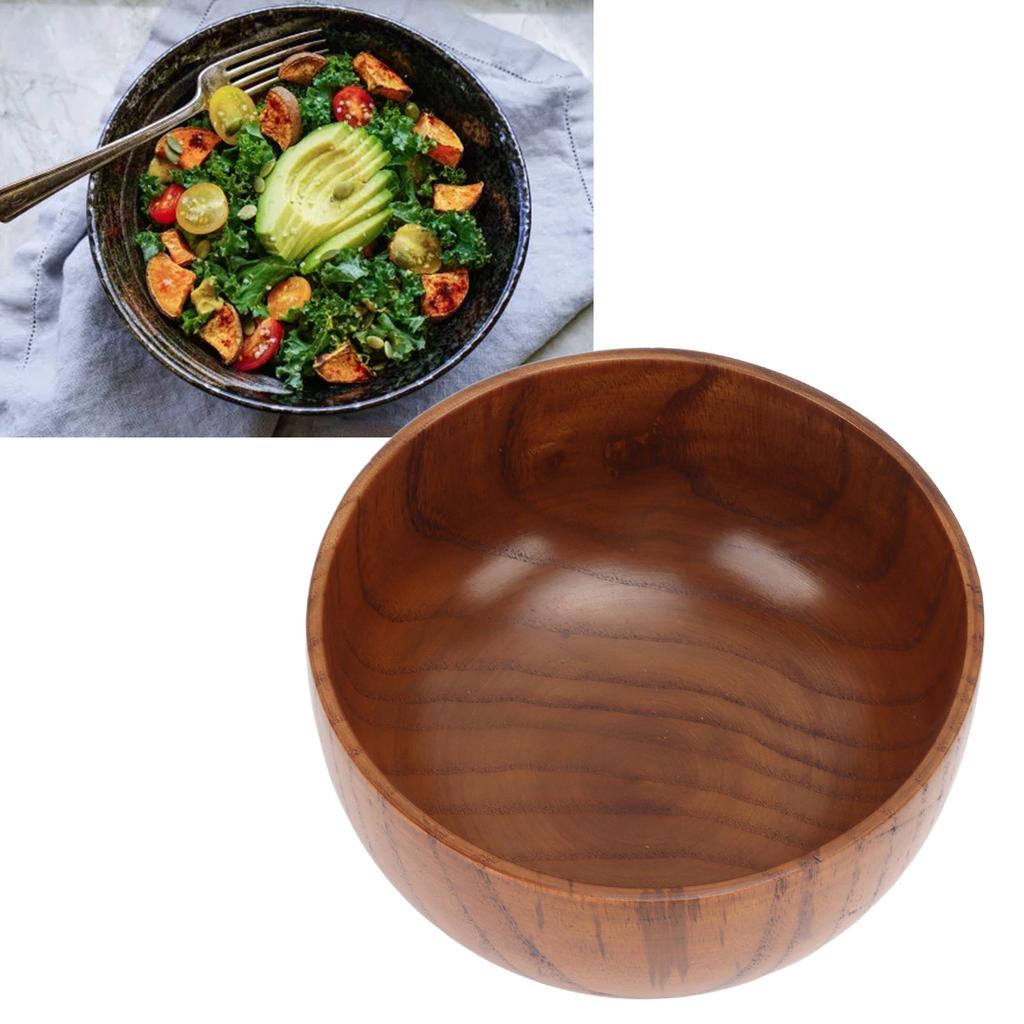 Wooden Soup Bowl,Wooden Rice Bowl Wood Salad Bowl Japanese Design Polished Unique Wood Grain